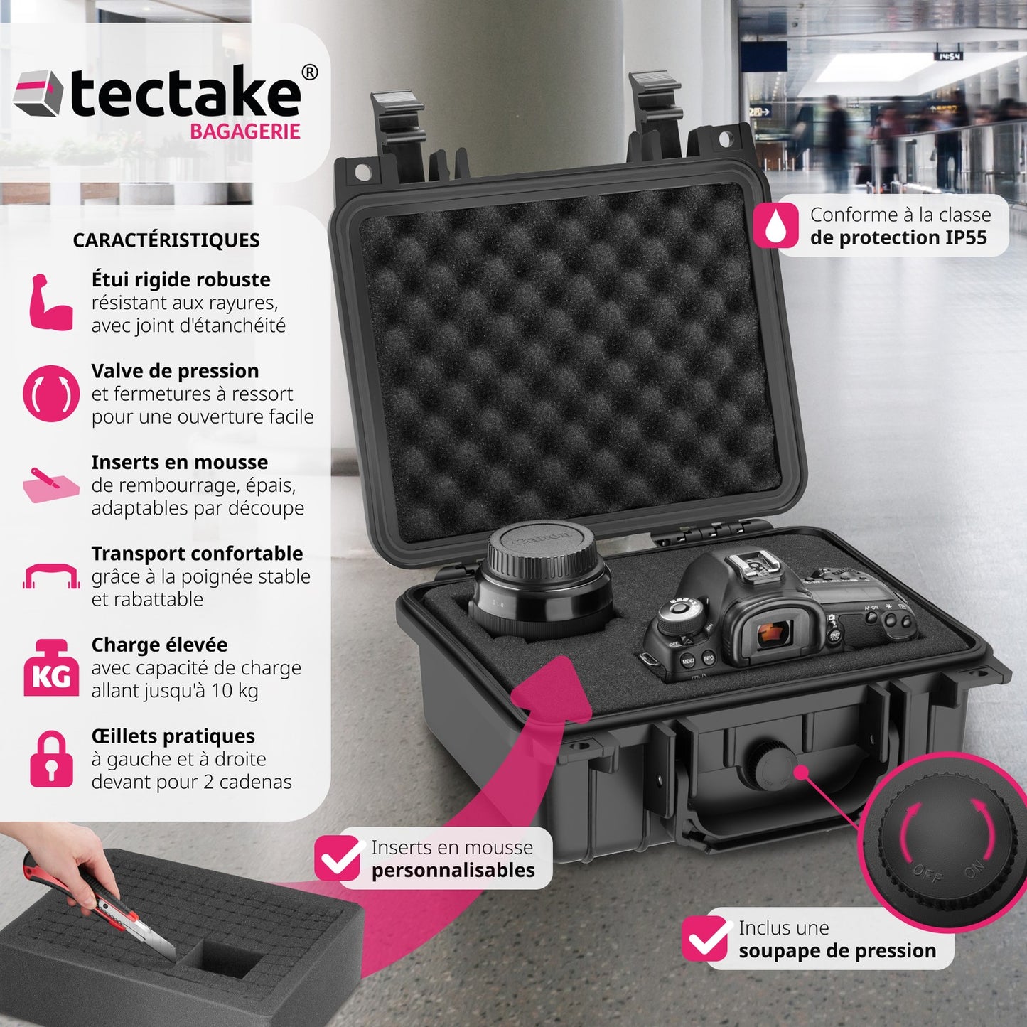 Valise Etanche Pour Appareil Photo En Coque Dure Robuste Légère